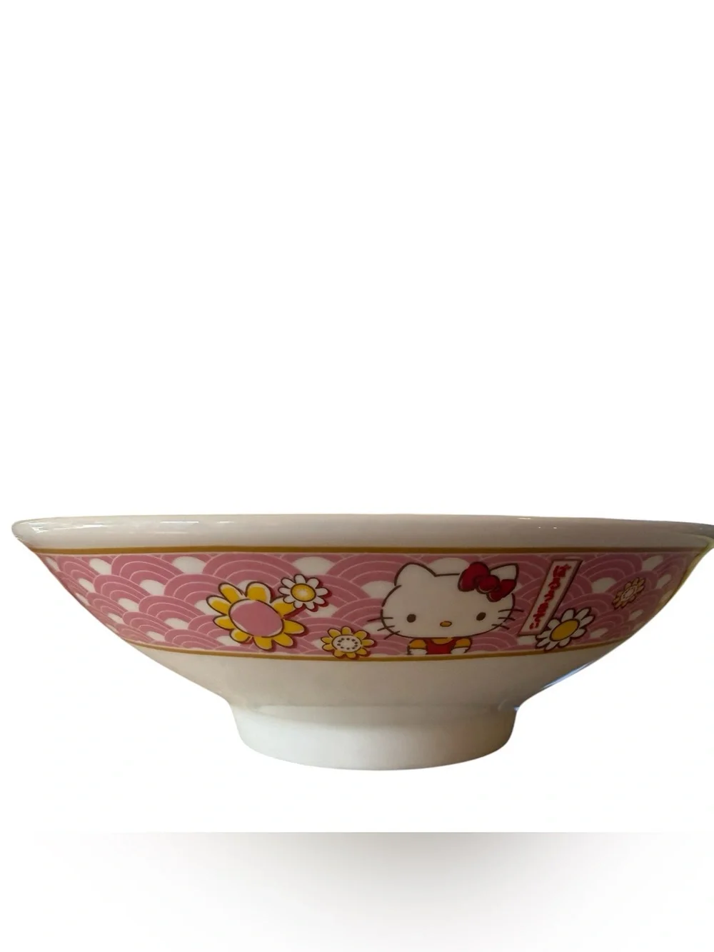 Hello Kitty Sanrio 30 oz Ceramic Ramen Bowl Pink Floral 9” Bowl Only